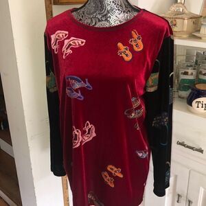 FUN Vintage 1980s Velour Shoes & Bag Tunic by CoConut Bay Made in USA 🇺🇸
